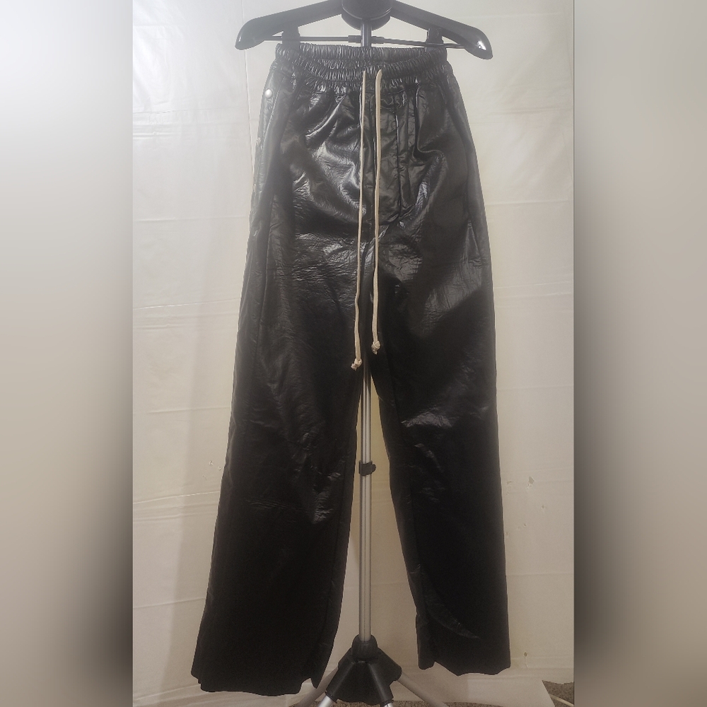 Rick Owens Black Leather Joggers